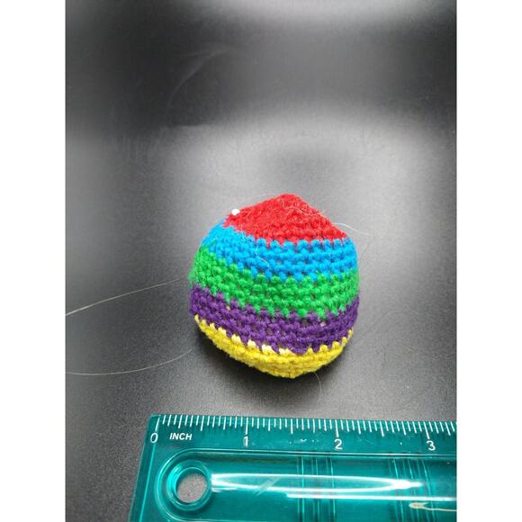 Lot of 5 Vintage 90s Crochet Rainbow Footbags Hacky Sack Style Hippy Bean Bags - Picture 6 of 9